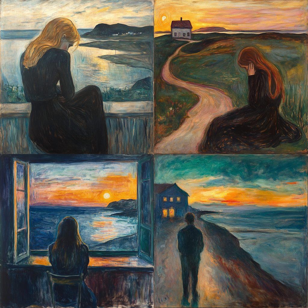 Edvard Munch style, Midjourney V6.1, render 1 of 4