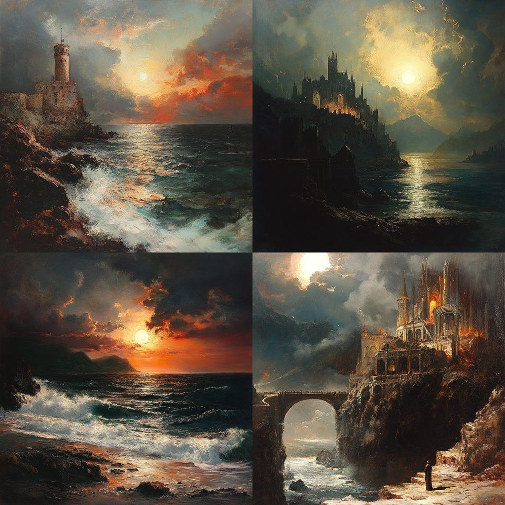 Edward Moran style, Midjourney V6.1, render 1 of 4