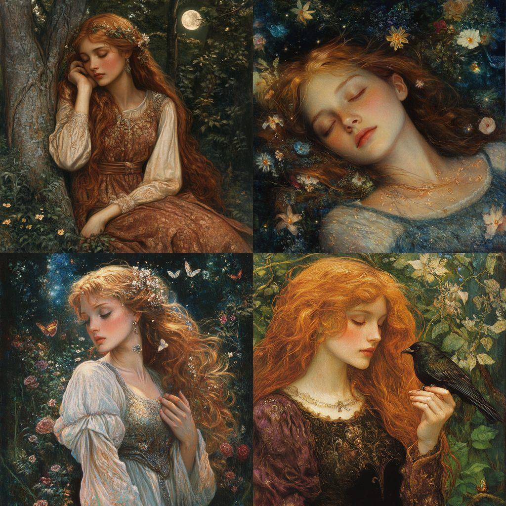 Edward Robert Hughes style, Midjourney V6.1, render 1 of 4