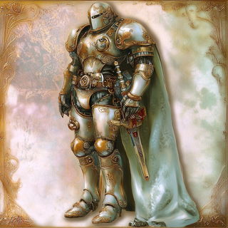 Rainmark Apparition style, Midjourney V6.1: concept art character design of retropunk steam knight