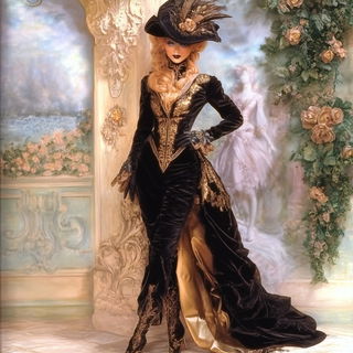 Rainmark Apparition style, Midjourney V6.1: haute-couture fashion outfit
