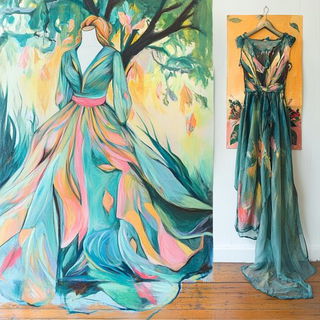 Mandapamorph style, Midjourney V6.1: haute-couture fashion outfit