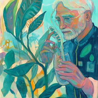 Mandapamorph style, Midjourney V6.1: editorial illustration for popular scientific magazine cover