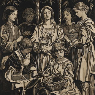 Heliograph Mantis style, Midjourney V6.1: classical 18th-century oil painting