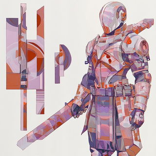 Mythicurbana style, Midjourney V6.1: concept art character design of retropunk steam knight
