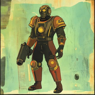Candytopia style, Midjourney V6.1: concept art character design of retropunk steam knight