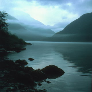 Cliffmist Mineralism style, Midjourney V6.1: realistic landscape photograph of quiet dawn