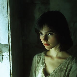 Cliffmist Mineralism style, Midjourney V6.1: photographic portrait of female protagonist