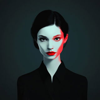 Inkastellar style, Midjourney V6.1: photographic portrait of female protagonist