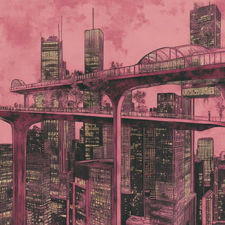 Opalichthys style, Midjourney V6.1: megacity with futuristic bioarchitecture