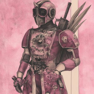 Opalichthys style, Midjourney V6.1: concept art character design of retropunk steam knight