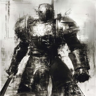 Blackthread Puppetarium style, Midjourney V6.1: concept art character design of retropunk steam knight