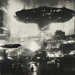 Blackthread Puppetarium style, Midjourney V6.1: cinematic shot from sci-fi movie
