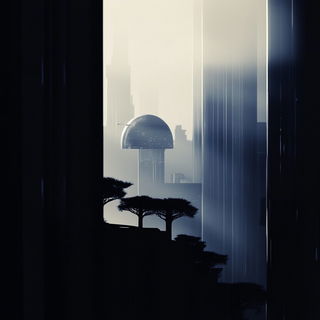 Compasswoodcut style, Midjourney V6.1: megacity with futuristic bioarchitecture