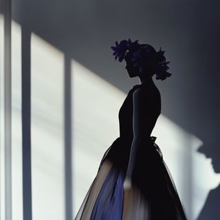 Compasswoodcut style, Midjourney V6.1: haute-couture fashion outfit