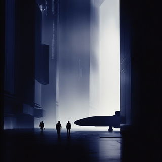 Compasswoodcut style, Midjourney V6.1: cinematic shot from sci-fi movie