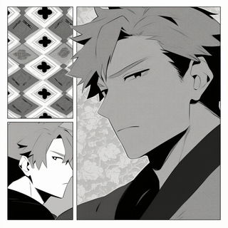 Flamingo Warpworld style, Midjourney V6.1: black-and-white manga comic strip