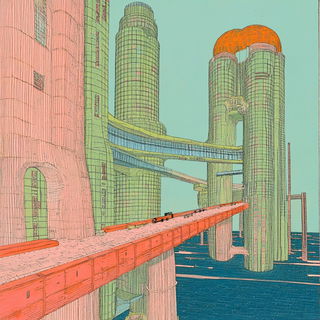 Storymarble style, Midjourney V6.1: megacity with futuristic bioarchitecture