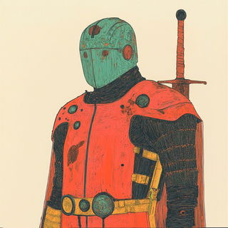 Storymarble style, Midjourney V6.1: concept art character design of retropunk steam knight