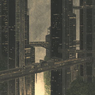 Volcanocenobrite style, Midjourney V6.1: megacity with futuristic bioarchitecture