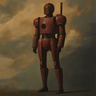 Archiscreen style, Midjourney V6.1: concept art character design of retropunk steam knight