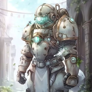 Skylit Redshift style, Midjourney V6.1: concept art character design of retropunk steam knight