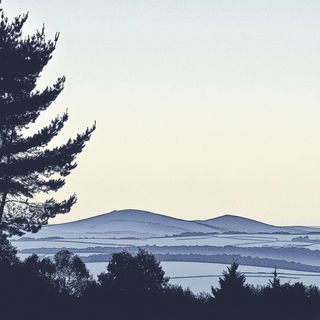 Black Sun Monumentalism style, Midjourney V6.1: realistic landscape photograph of quiet dawn