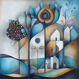 Stratacollage style, Midjourney V6.1: traditional folk art