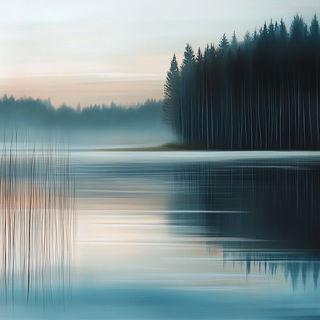 Stratacollage style, Midjourney V6.1: realistic landscape photograph of quiet dawn