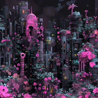 Celularis style, Midjourney V6.1: megacity with futuristic bioarchitecture