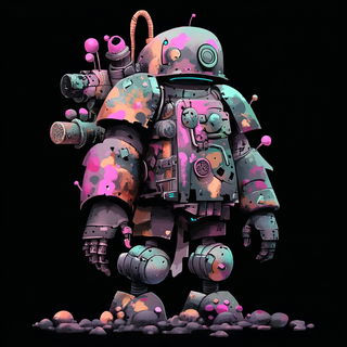 Celularis style, Midjourney V6.1: concept art character design of retropunk steam knight