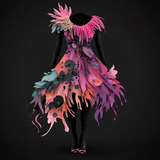 Celularis style, Midjourney V6.1: haute-couture fashion outfit