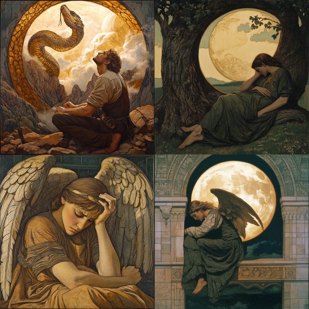 Elihu Vedder style, Midjourney V6.1, render 1 of 4