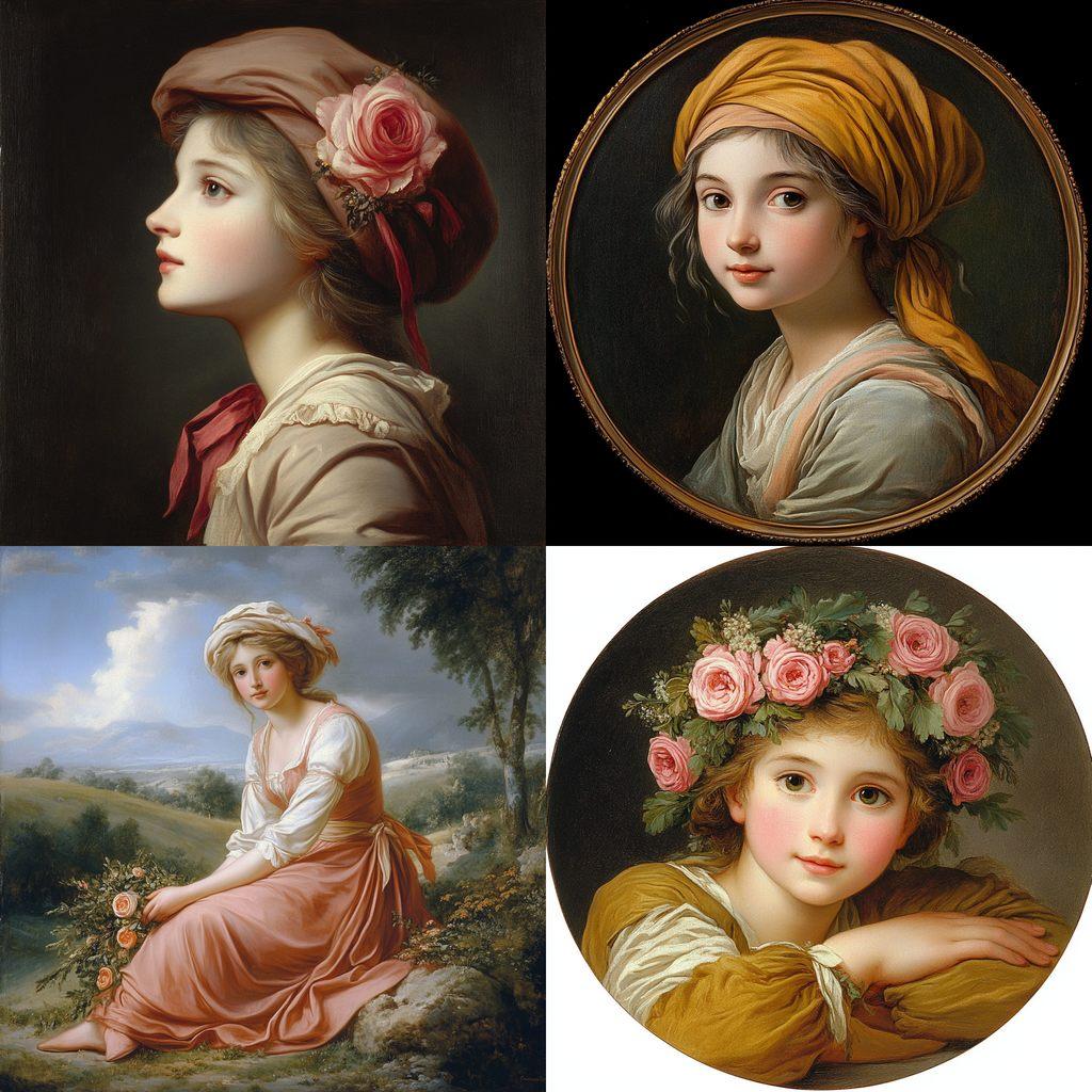 Elisabeth Vigee Le Brun style, Midjourney V6.1, render 1 of 4