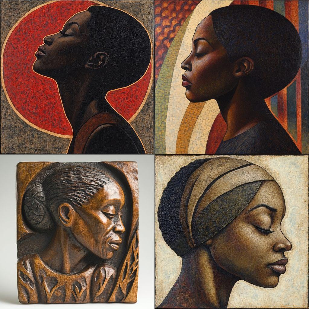 Elizabeth Catlett style, Midjourney V6.1, render 1 of 4