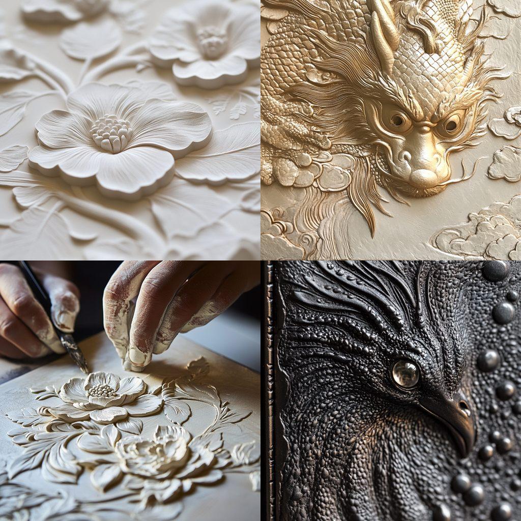 Embossing style, Midjourney V6.1, render 1 of 4