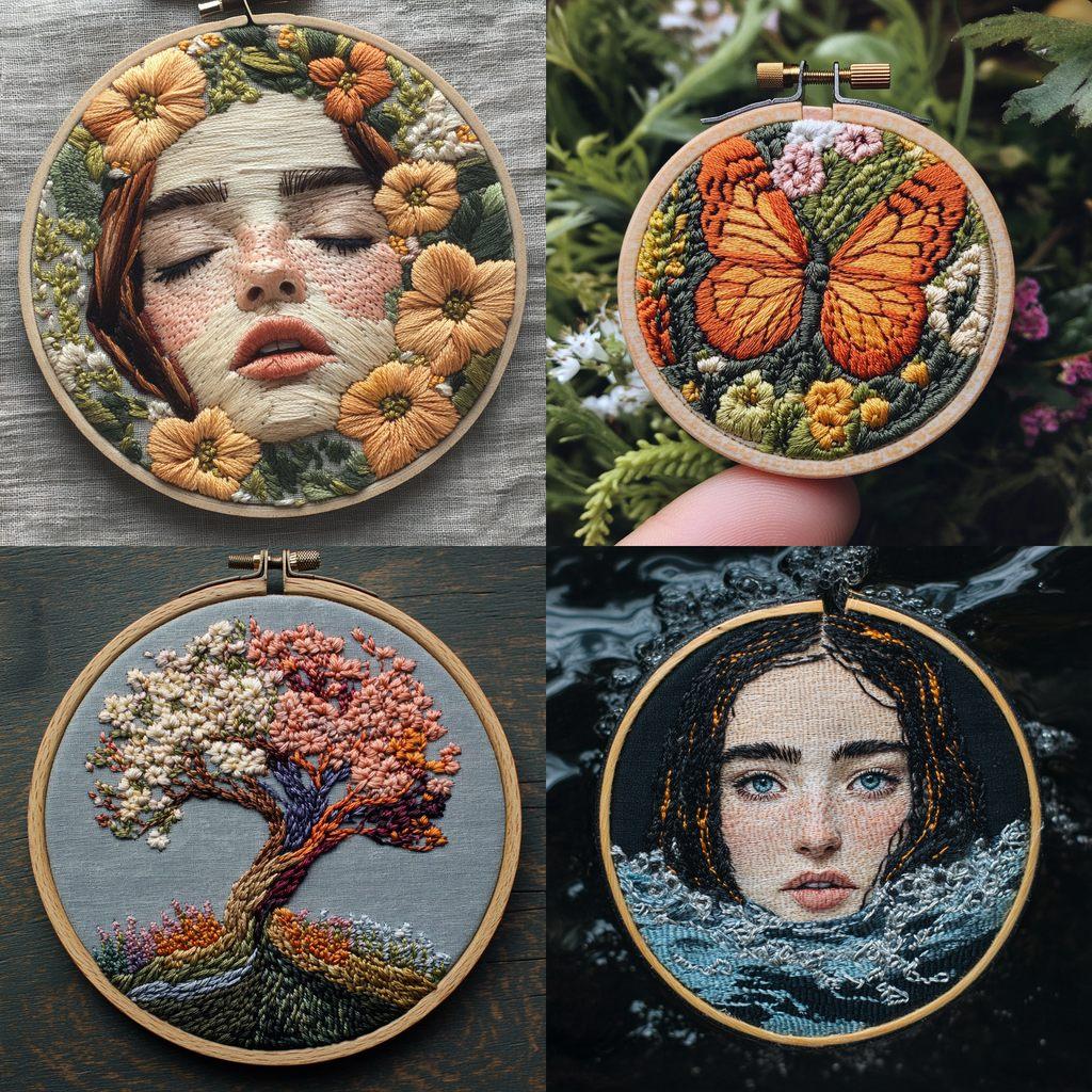 Embroidery style, Midjourney V6.1, render 1 of 4