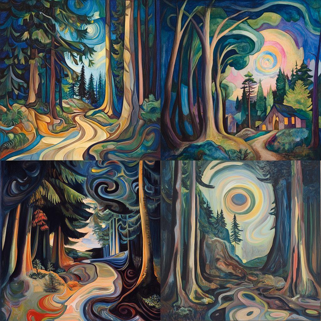 Emily Carr style, Midjourney V6.1, render 1 of 4