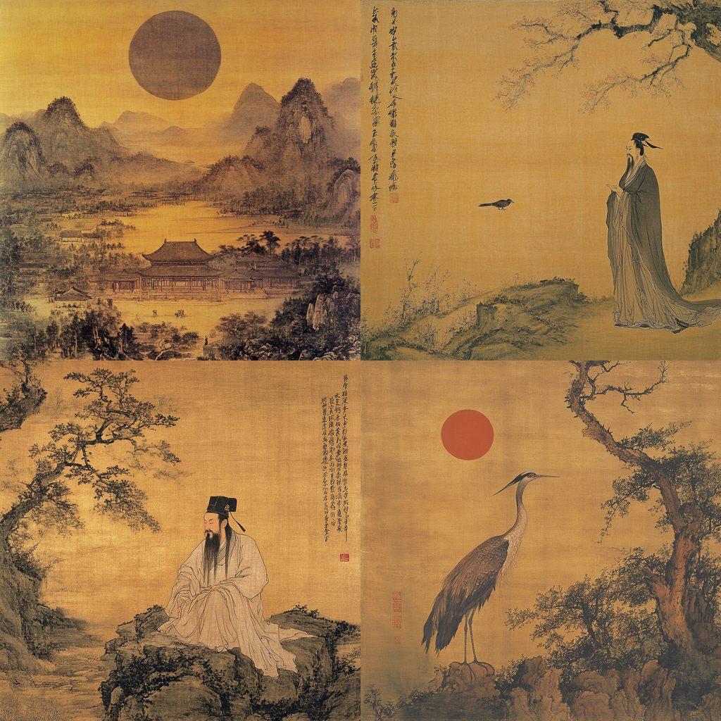 Emperor Huizong of Song style, Midjourney V6.1, render 1 of 4