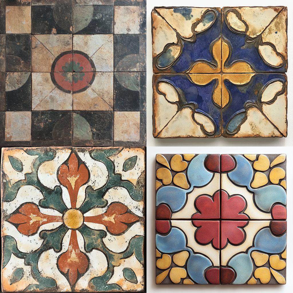 Encaustic tile style, Midjourney V6.1, render 1 of 4