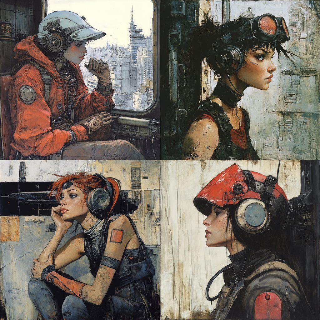 Enki Bilal style, Midjourney V6.1, render 1 of 4