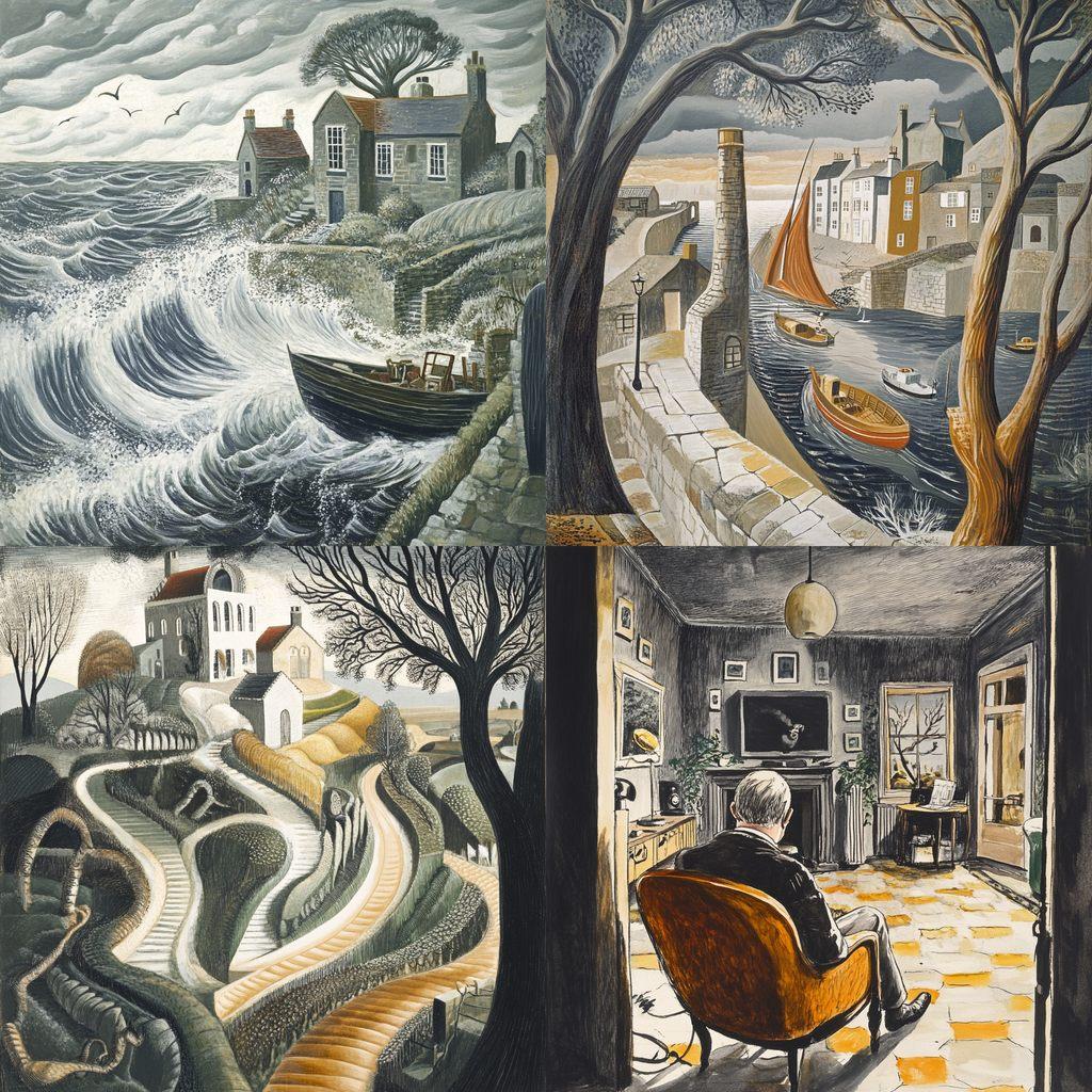 Eric Ravilious style, Midjourney V6.1, render 1 of 4