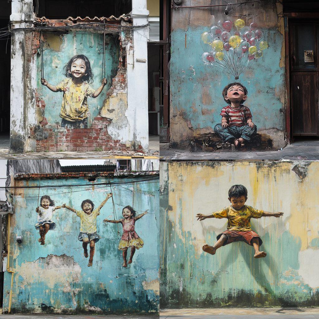 Ernest Zacharevic style, Midjourney V6.1, render 1 of 4