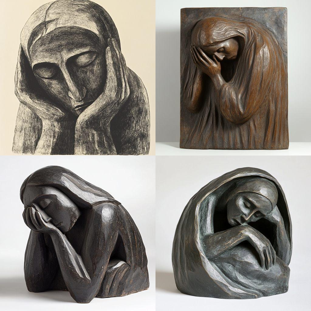 Ernst Barlach style, Midjourney V6.1, render 1 of 4