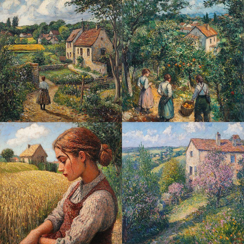 Esther Pissarro style, Midjourney V6.1, render 1 of 4