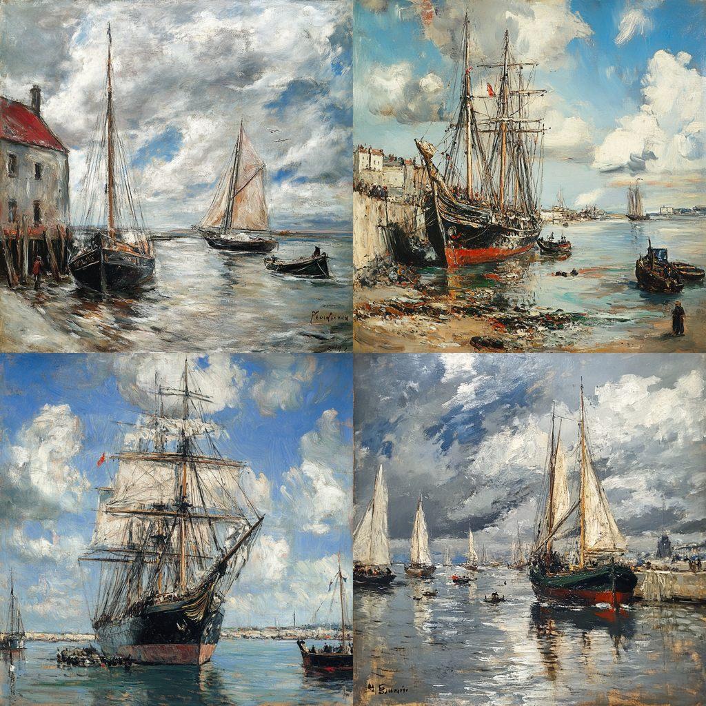 Eugene Boudin style, Midjourney V6.1, render 1 of 4