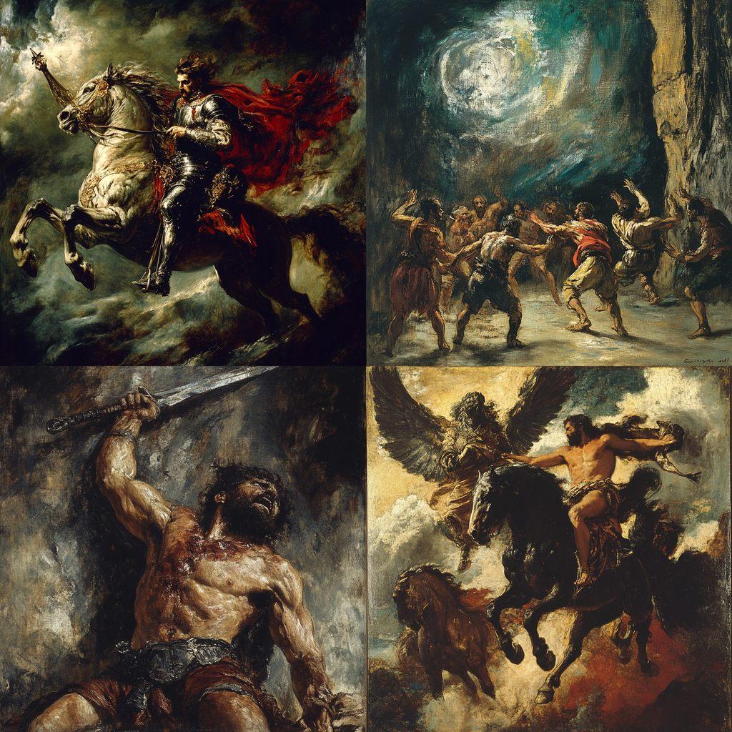 Eugene Delacroix style, Midjourney V6.1, render 1 of 4