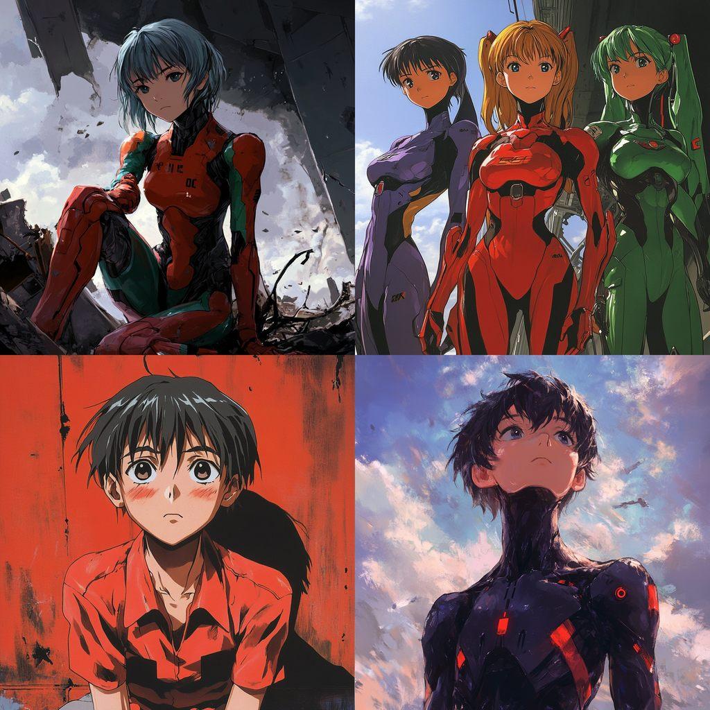 Evangelion style, Midjourney V6.1, render 1 of 4