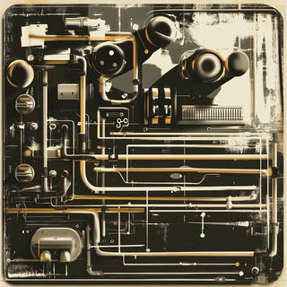 Tealscar Surrealism style, Midjourney V6.1: technical infrastructure blueprint schematics