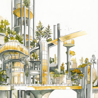 Chromaheraldry style, Midjourney V6.1: megacity with futuristic bioarchitecture